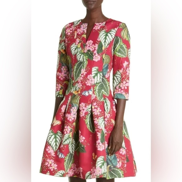 Oscar de la Renta
Ruby Mixed Botanical Split Neck Flare Dress - Picture 1 of 16